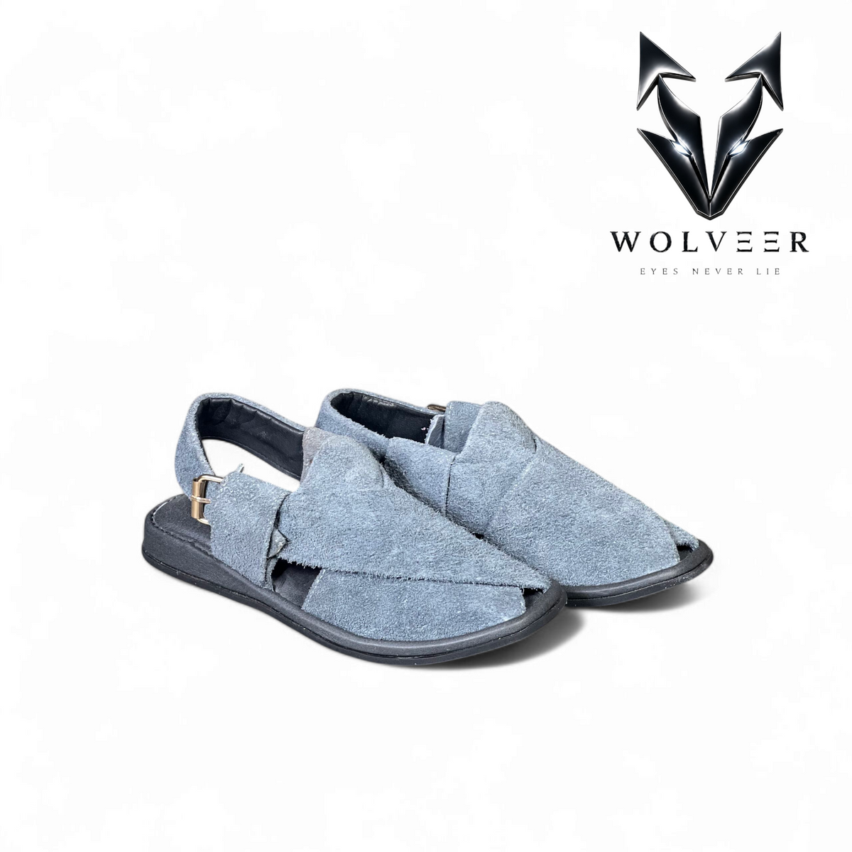 Wolveer Sky Blue Suede Alpha Peshawari Chappal