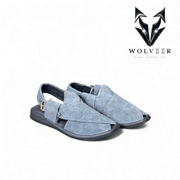 Wolveer Sky Blue Suede Alpha Peshawari Chappal