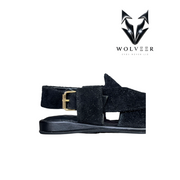 Wolveer Jet Black Suede Alpha Peshawari Chappal