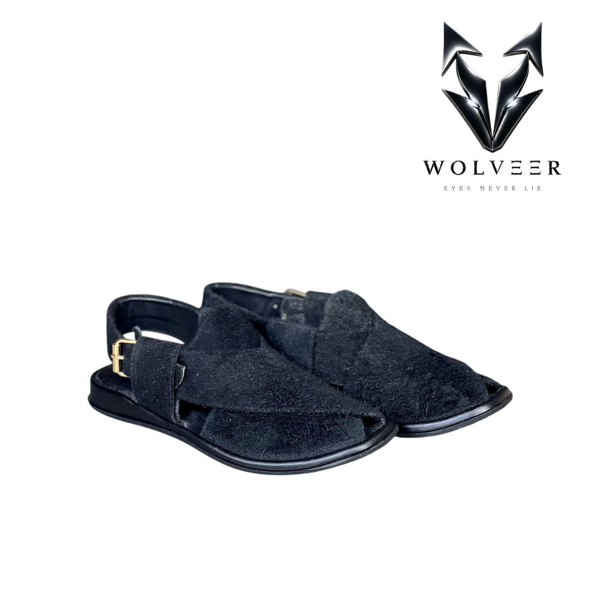 Wolveer Jet Black Suede Alpha Peshawari Chappal