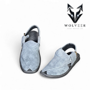 Wolveer Sky Blue Suede Alpha Peshawari Chappal