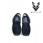 Wolveer Jet Black Suede Alpha Peshawari Chappal