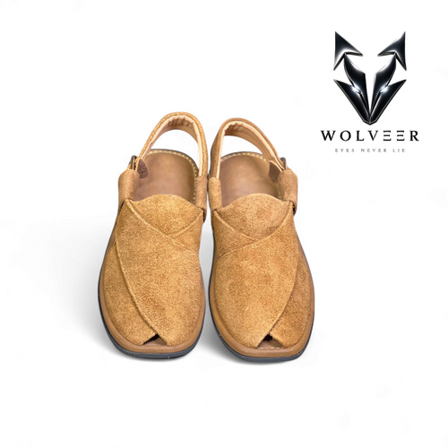 Wolveer Elaichi Gold Suede Alpha Peshawari Chappal
