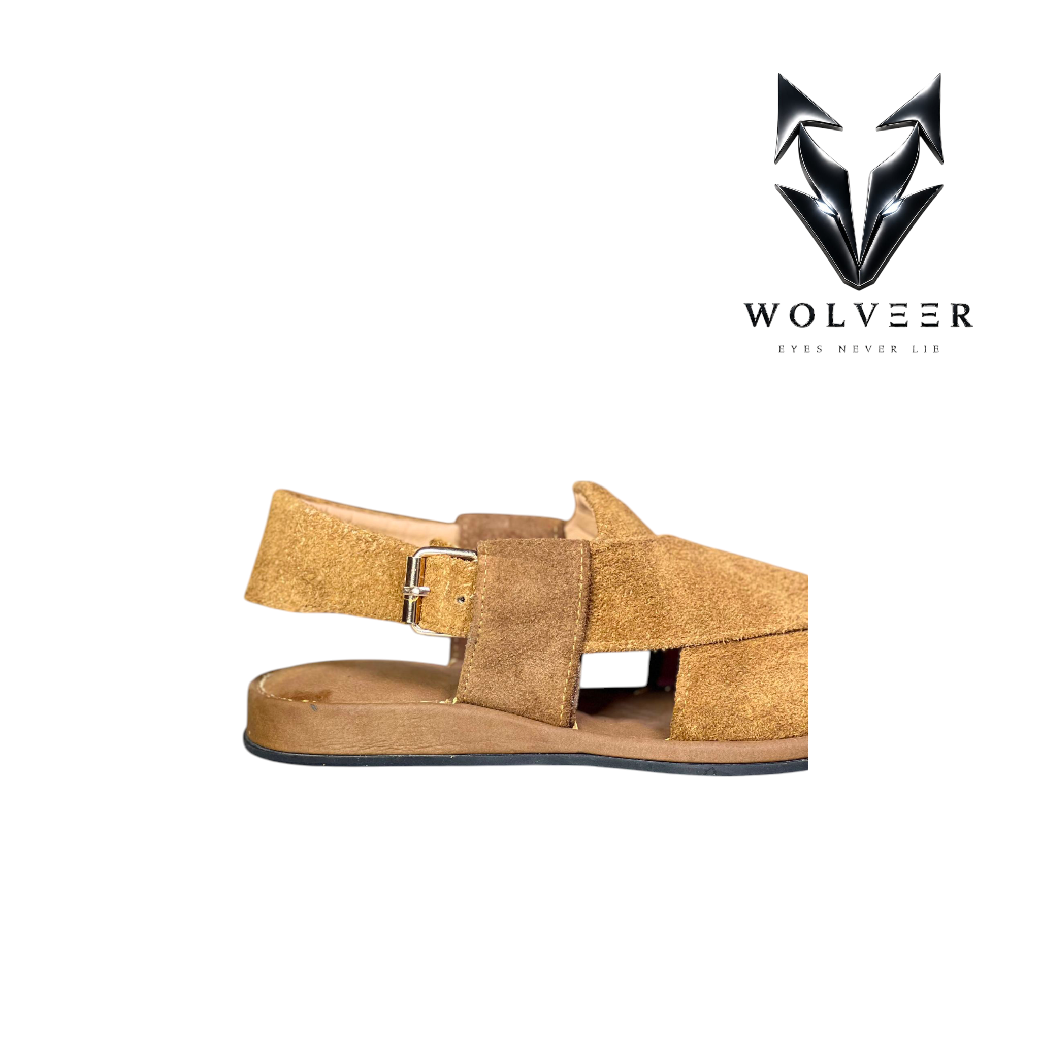 Wolveer Elaichi Gold Suede Alpha Peshawari Chappal