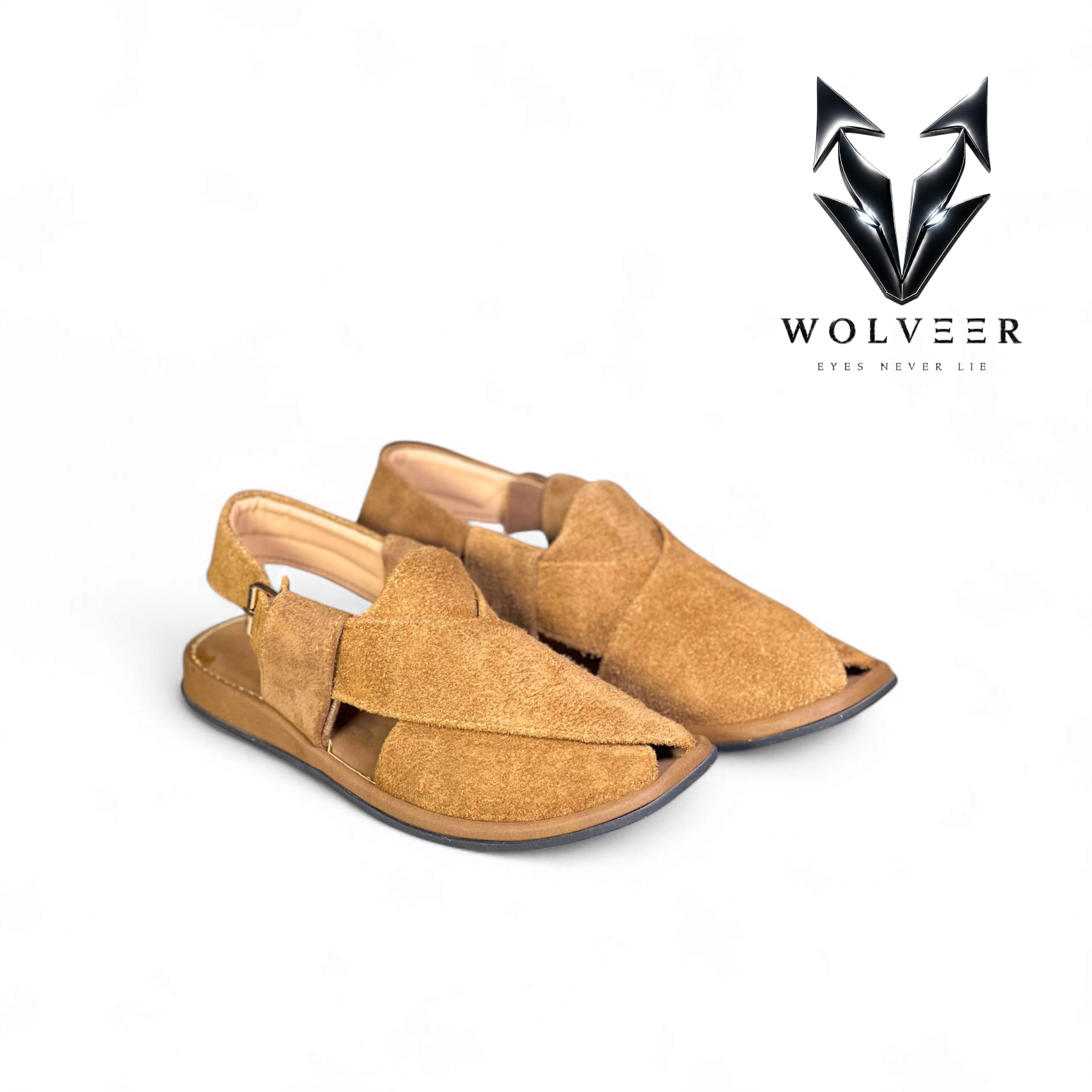 Wolveer Elaichi Gold Suede Alpha Peshawari Chappal